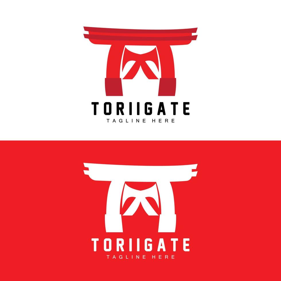 Torii Gate Logo, Japanese History Gate Icon Vector, Chinese Illustration, Wooden Design Company Brand Template vector