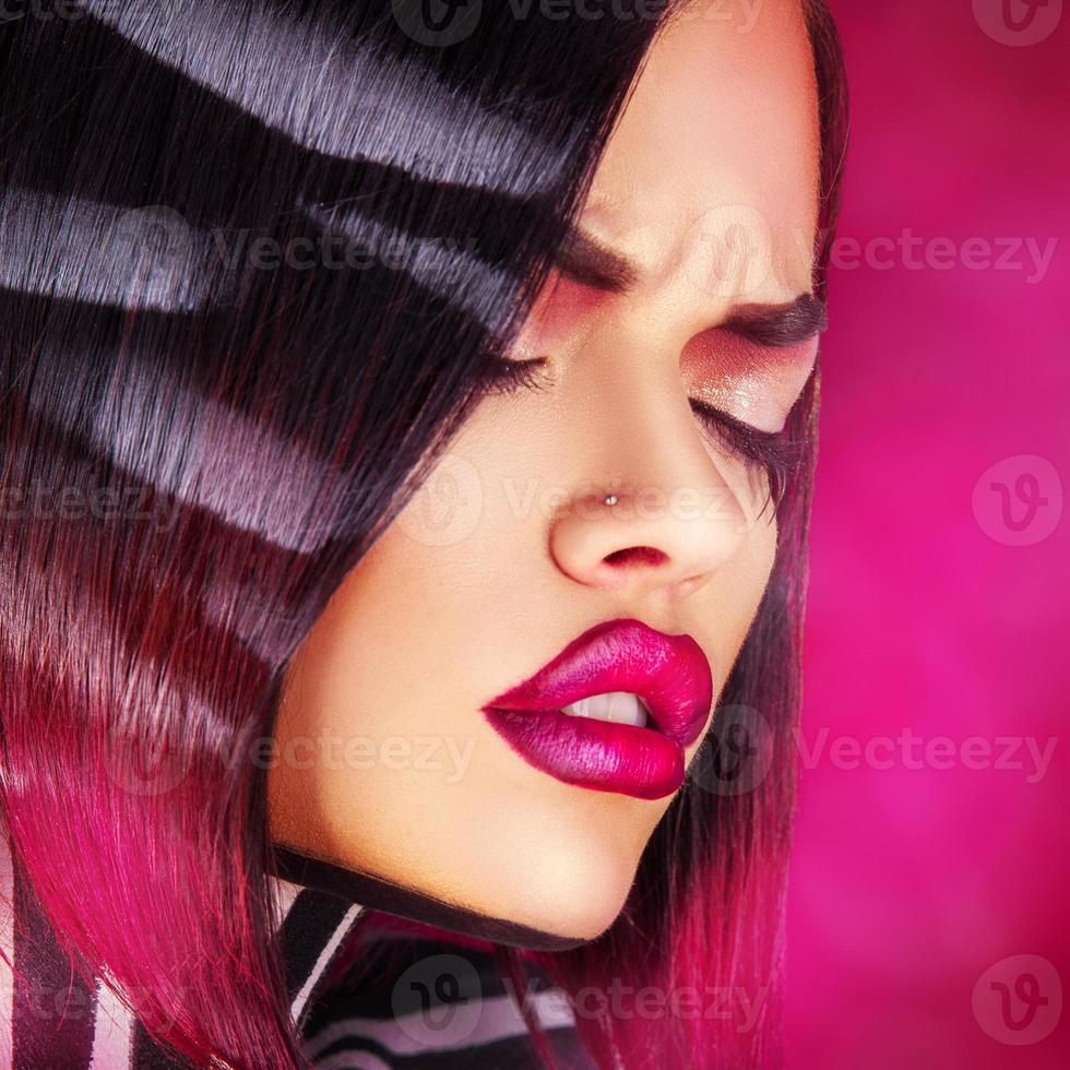 fashion model with closed eyes on studio photo