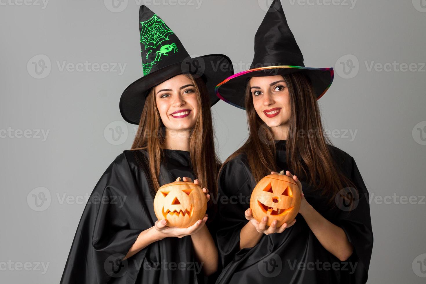 girls in halloween style clothes photo