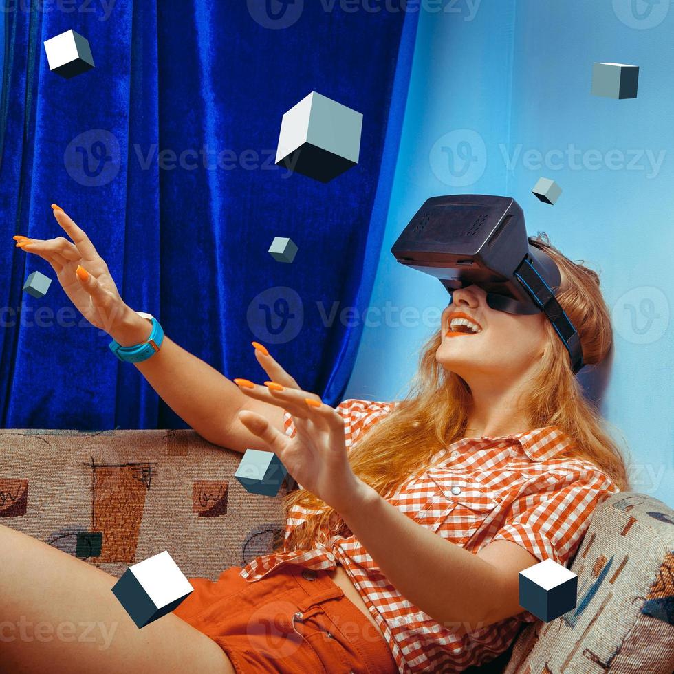 woman in VR helmet photo