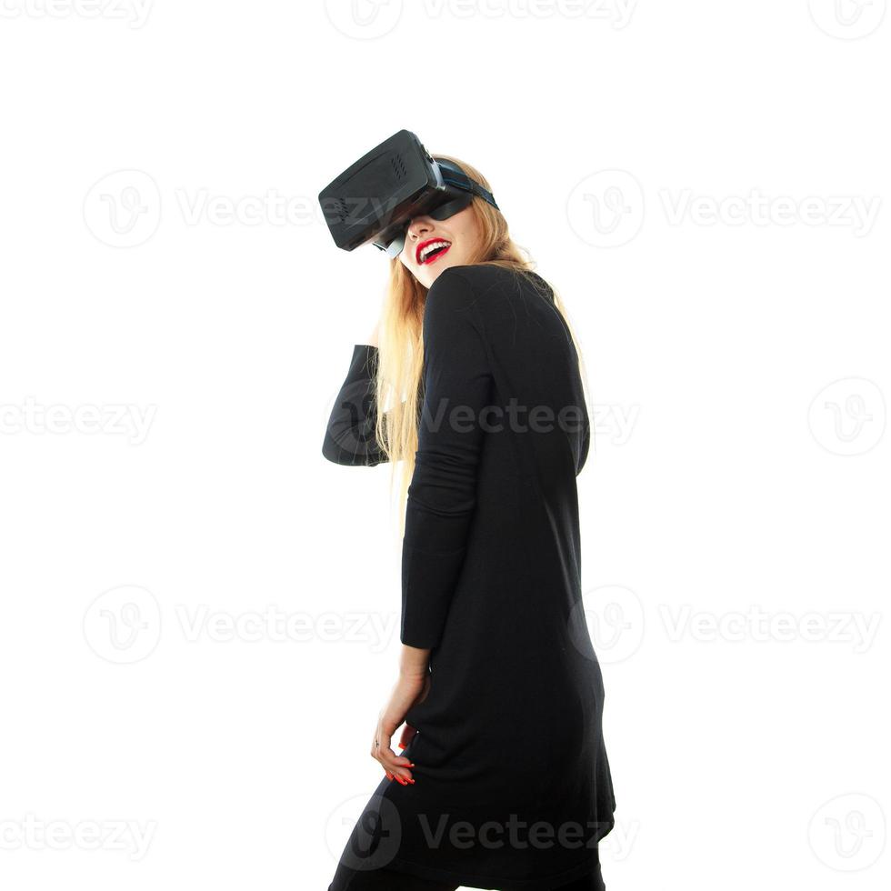 girl in virtual reality glasses photo