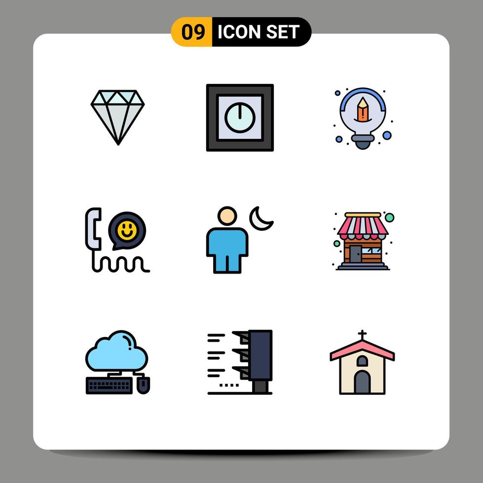 Set of 9 Modern UI Icons Symbols Signs for avatar help technology contact call Editable Vector Design Elements