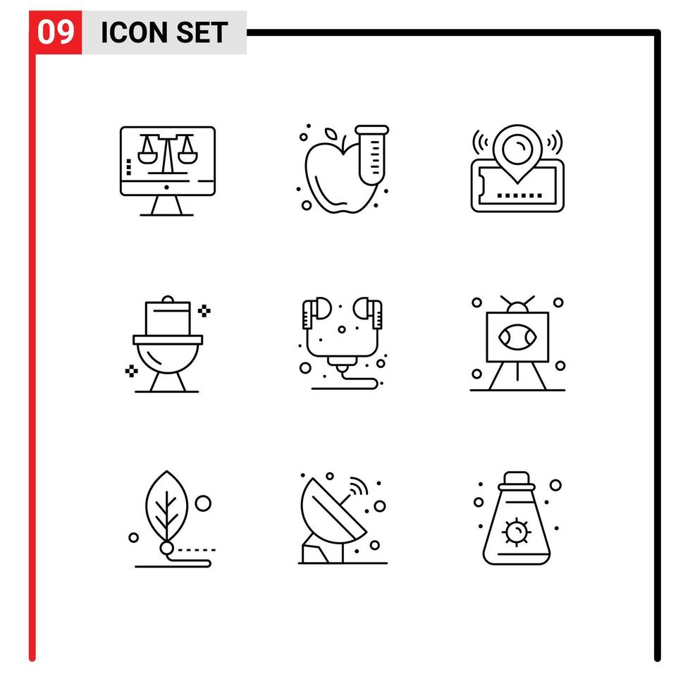 Stock Vector Icon Pack of 9 Line Signs and Symbols for computer toilet map cleaning cinema Editable Vector Design Elements