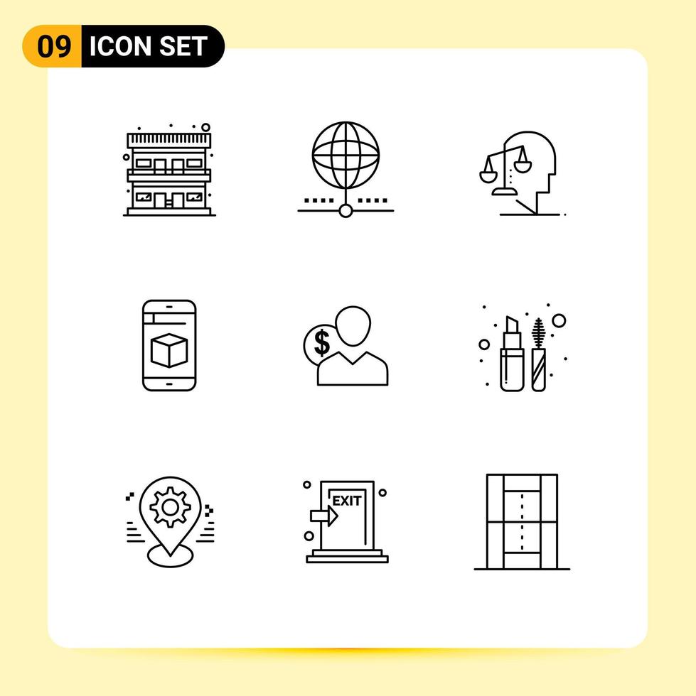 9 Outline concept for Websites Mobile and Apps technology cell network mobile integrity Editable Vector Design Elements