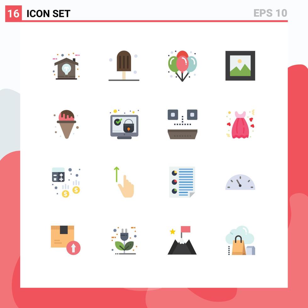 Set of 16 Modern UI Icons Symbols Signs for park water birthday gallery money Editable Pack of Creative Vector Design Elements