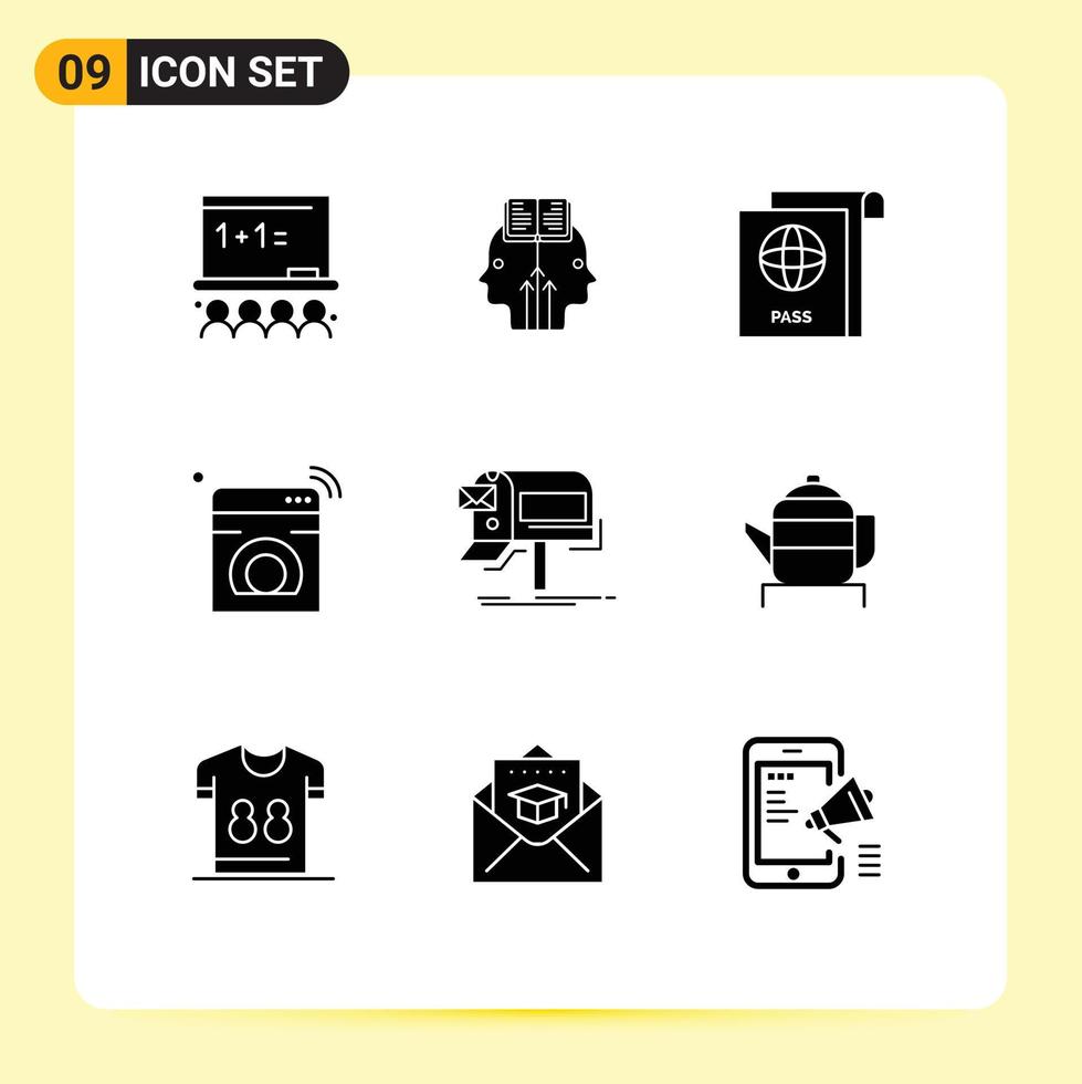 9 Creative Icons Modern Signs and Symbols of email wifi document washing iot Editable Vector Design Elements