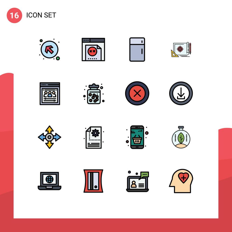 16 Creative Icons Modern Signs and Symbols of organization page marketing fridge file target achievement Editable Creative Vector Design Elements