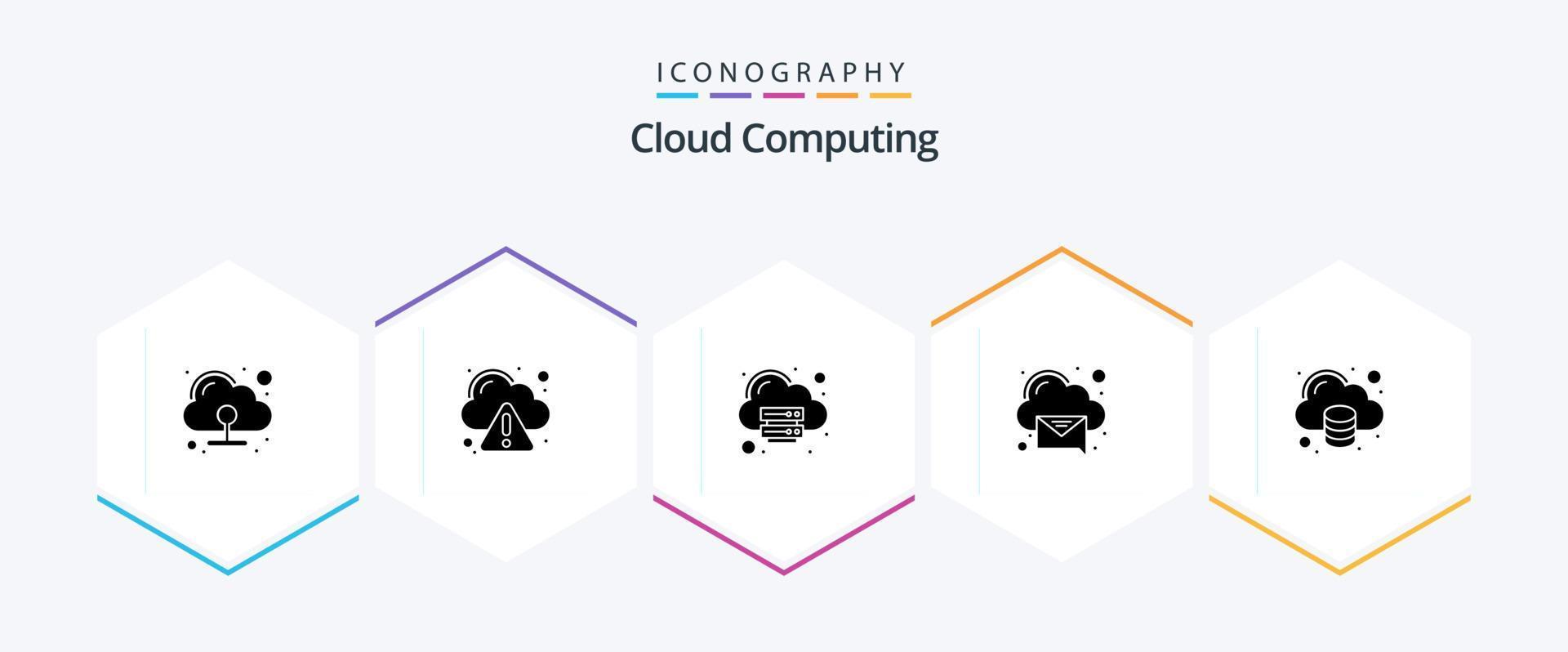 Cloud Computing 25 Glyph icon pack including data. message. cloud. recieved. cloud vector