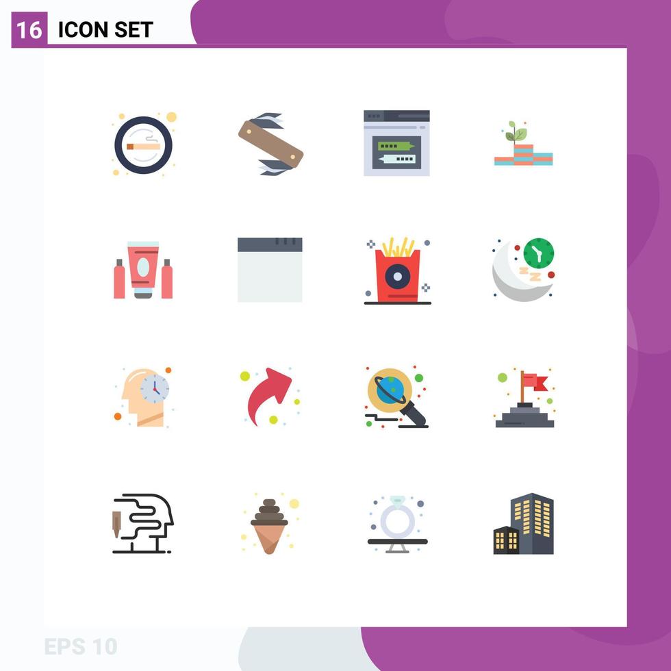 Modern Set of 16 Flat Colors and symbols such as money grow swiss code web Editable Pack of Creative Vector Design Elements
