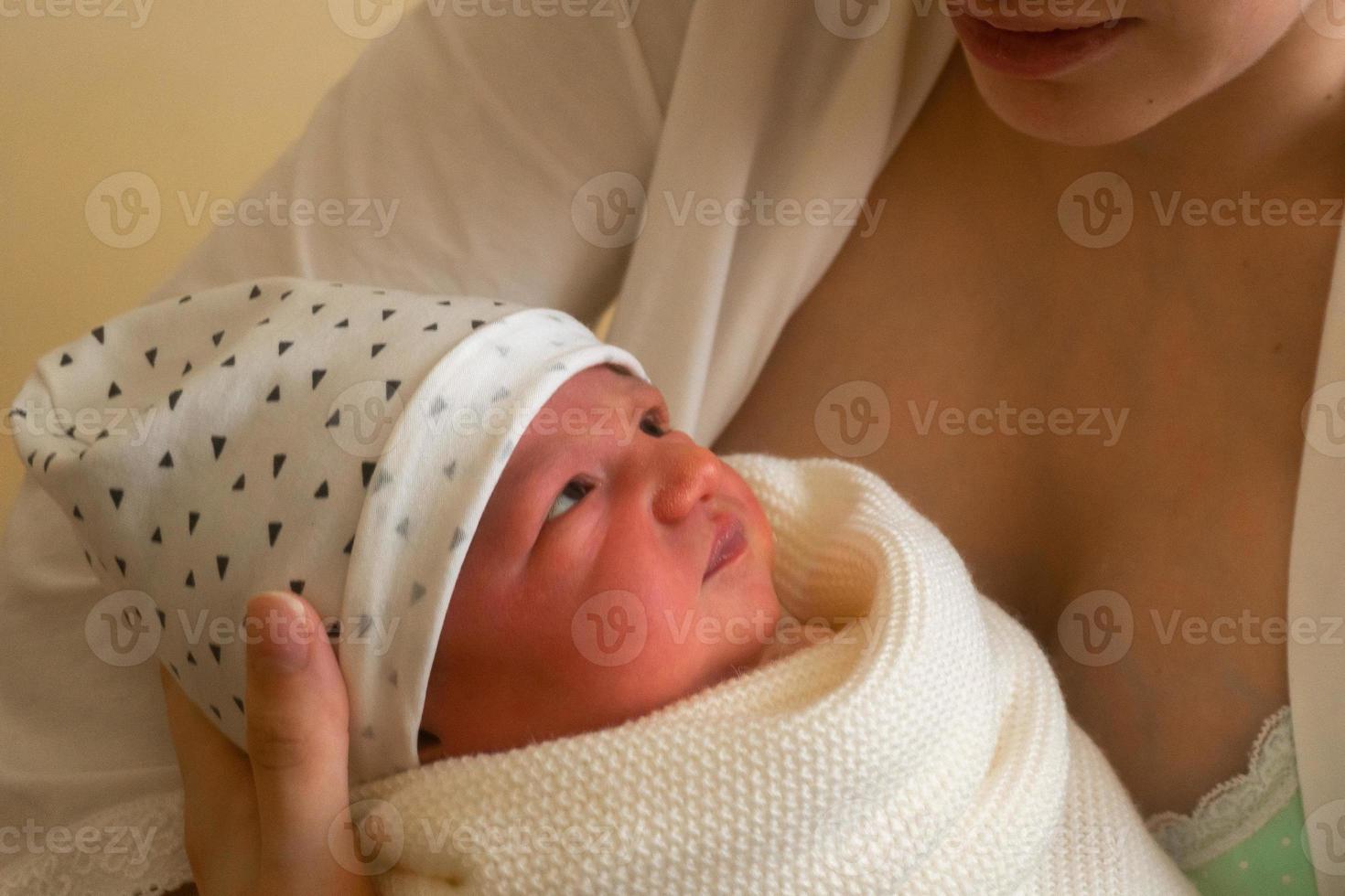 Mom and Her Little Newborn Girl photo