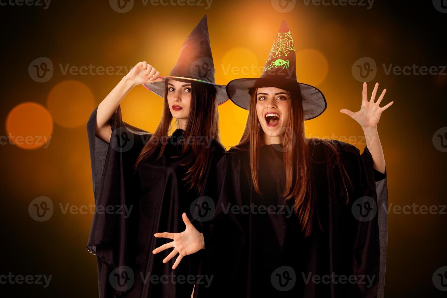 young cute women in halloween style photo