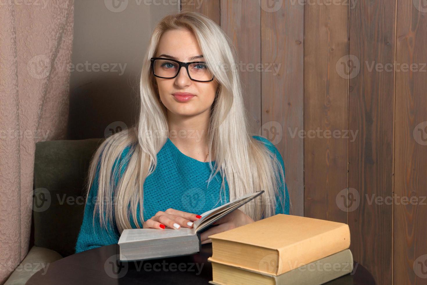 Girl with the books photo