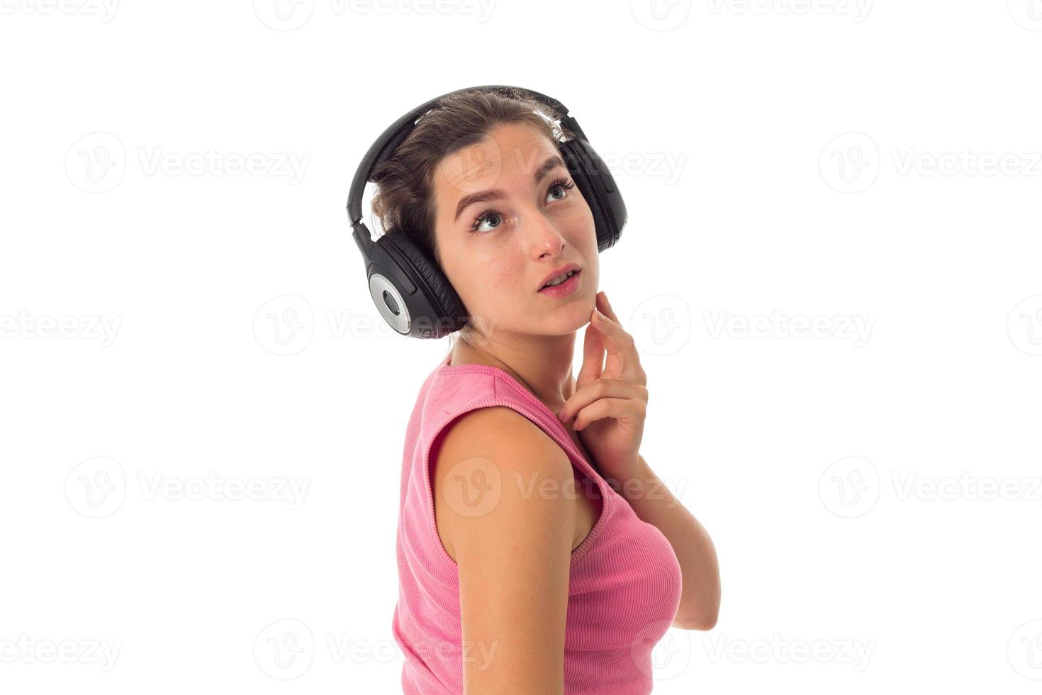 portrait of girl with headphones photo