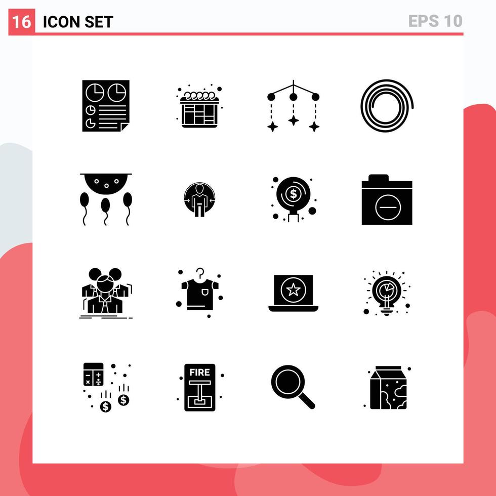 Set of 16 Modern UI Icons Symbols Signs for process chemistry baby biology spiral Editable Vector Design Elements