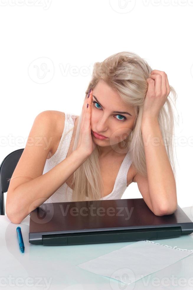 Girl with laptop photo