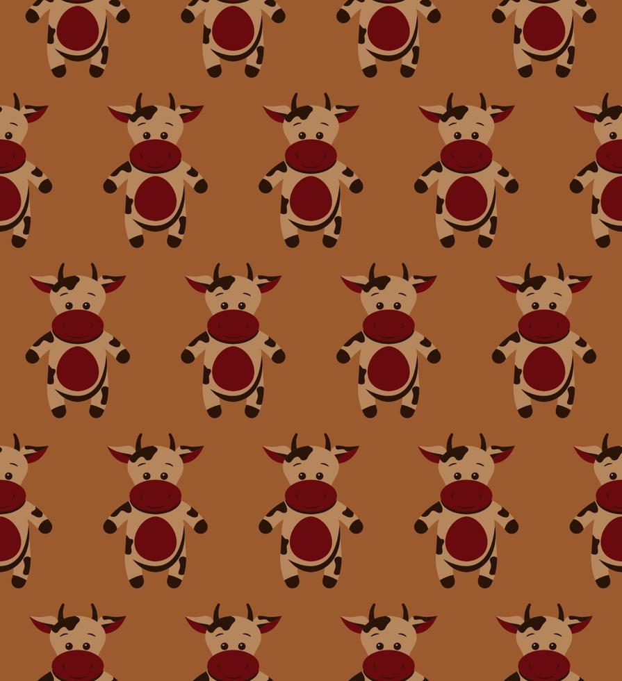 Seamless funny pattern with doodle cartoon cow vector