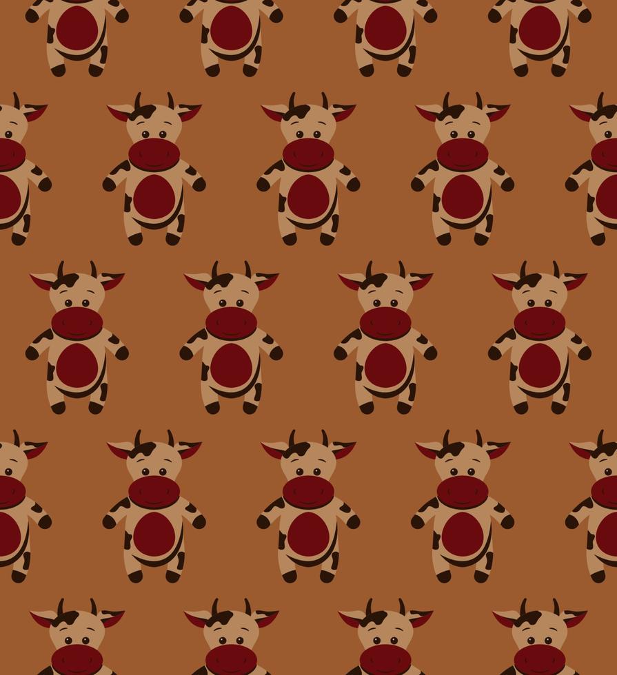 Seamless funny pattern with doodle cartoon cow vector