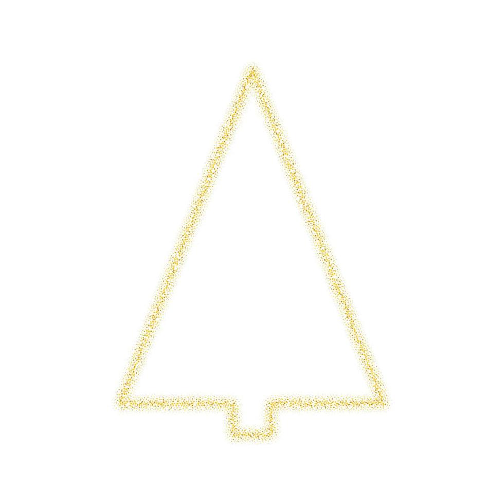 Christmas golden tree decoration of gold glitter shining sparkles on white transparent background. Vector glittering shine tree for Christmas or New Year design template