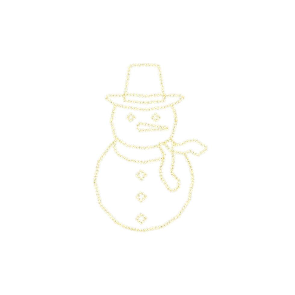 Christmas golden snowman decoration of gold glitter shining sparkles on white transparent background. Vector glittering shine snowman for Christmas or New Year design template
