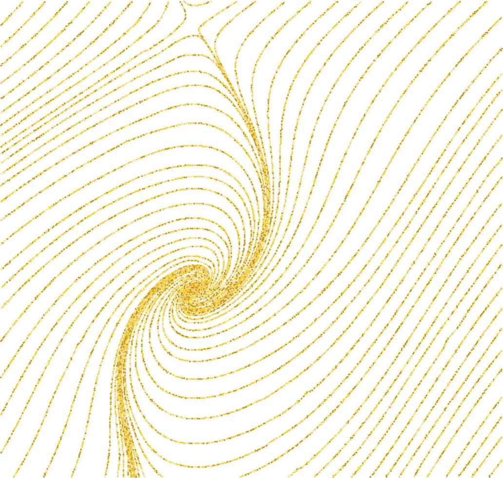 guirnaldas de brillo dorado colgando ilustración vectorial de fondo. elementos de polvo dorado cayendo, líneas de confeti de círculo volador. puntos brillantes de primera calidad, diseño gráfico de celebración de oropel redondo. vector