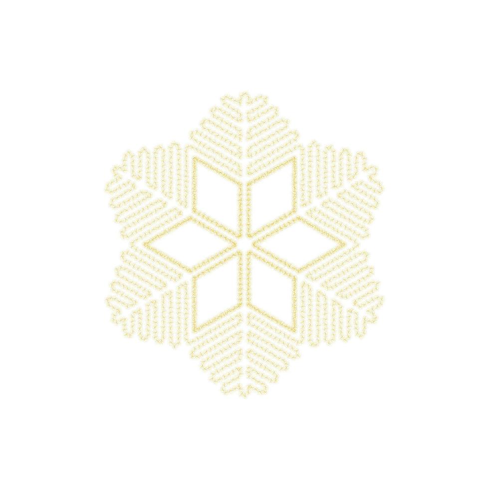 Christmas golden snowflake decoration of gold glitter shining sparkles on white transparent background. Vector glittering shine snowflake for Christmas or New Year design template