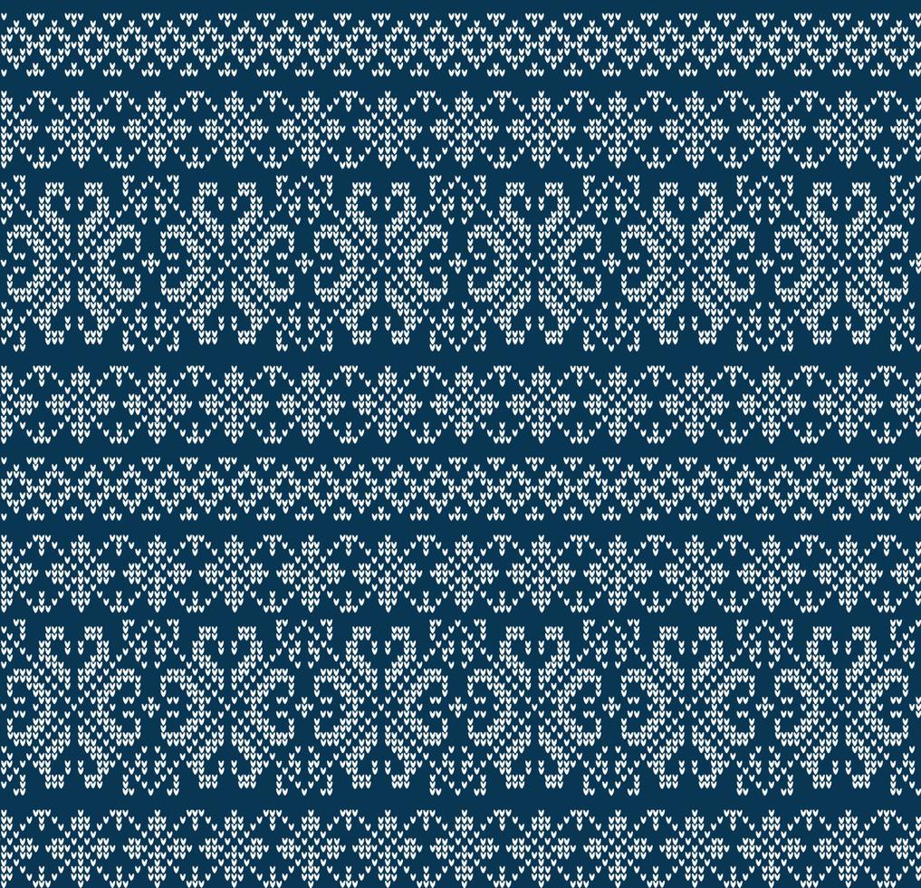 Knitted Christmas and New Year pattern. Wool Knitting Sweater Design. Wallpaper wrapping paper textile print. vector