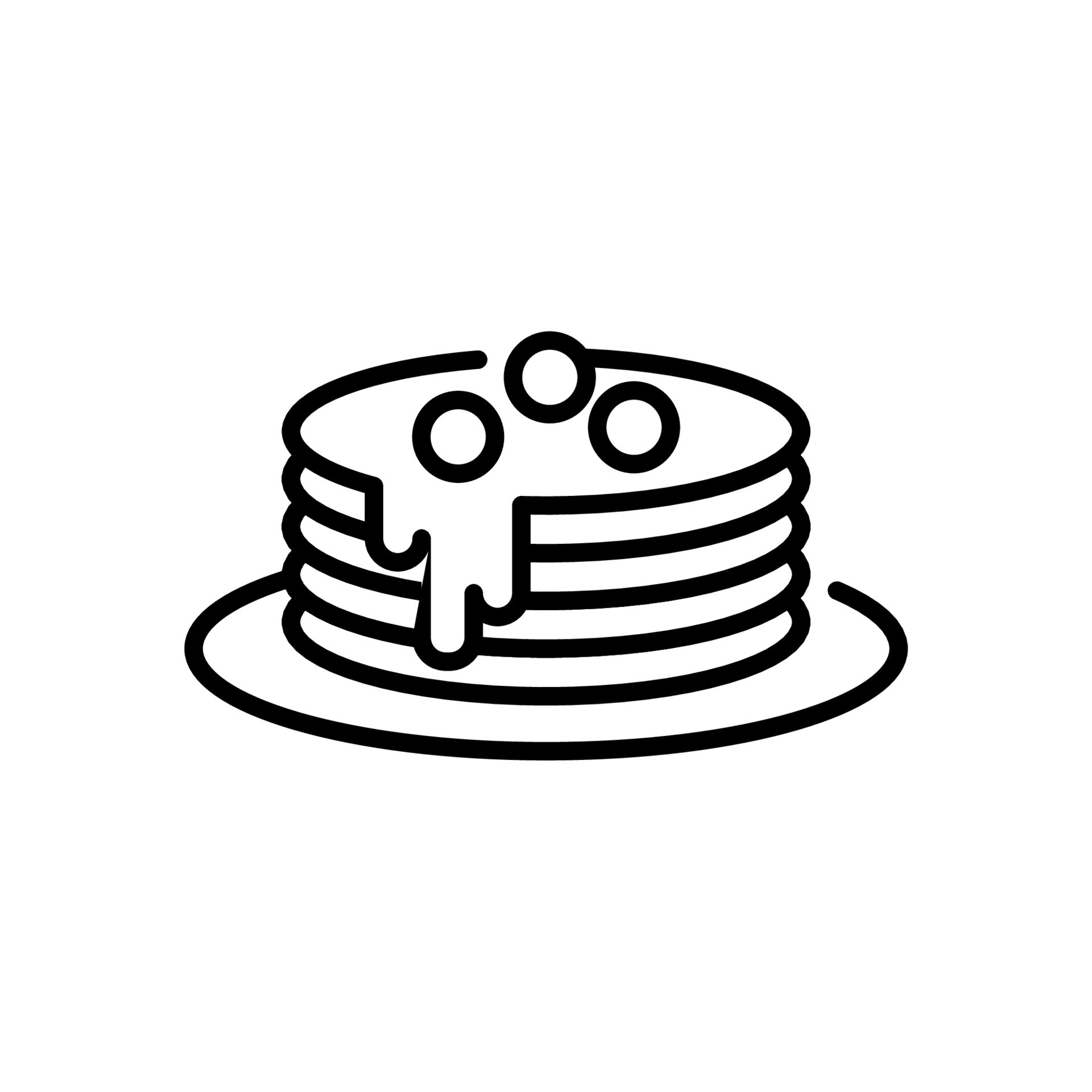 Outline, simple vector pancakes icon isolated on white background