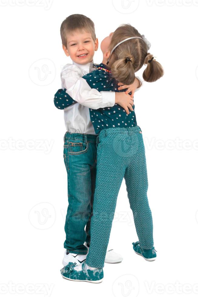 Children on a white background photo