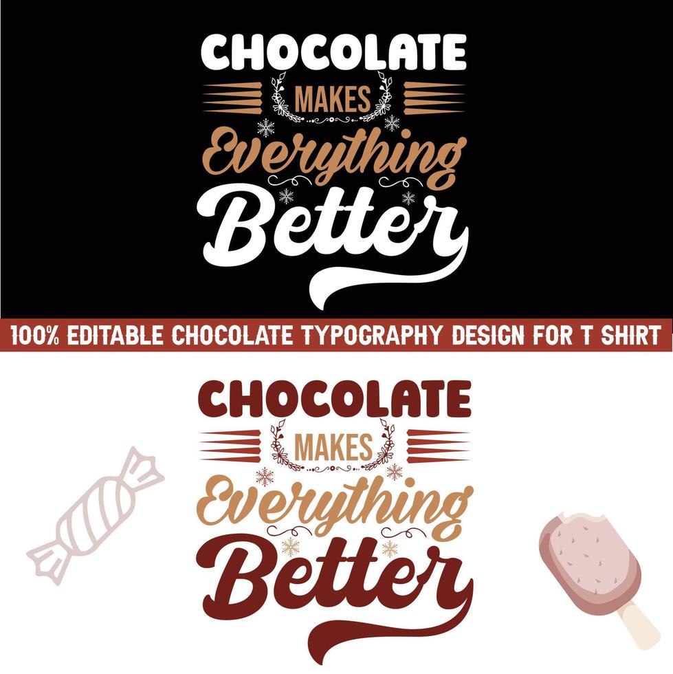 Fully editable chocolate typography design for t shirt vector