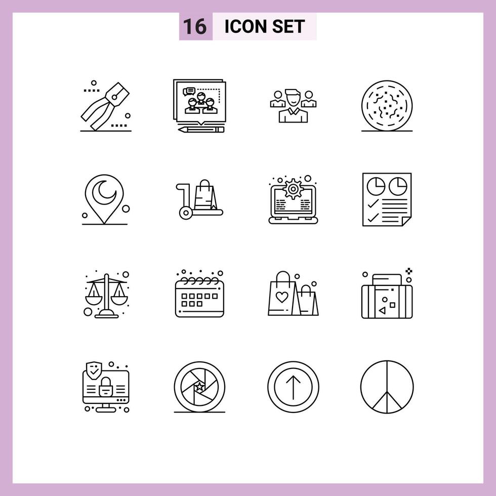 Mobile Interface Outline Set of 16 Pictograms of minaret spooky debate rotten squard Editable Vector Design Elements