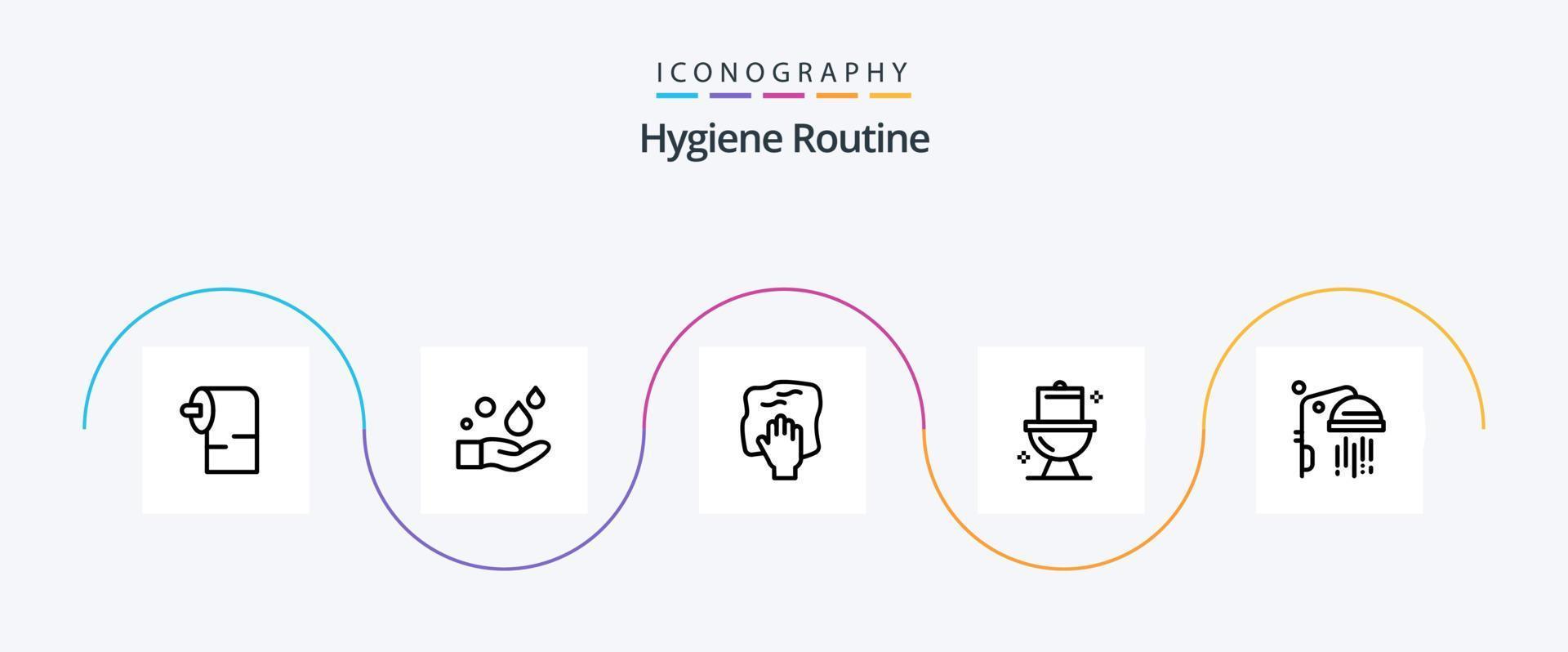 Hygiene Routine Line 5 Icon Pack Including clean. washroom. hand