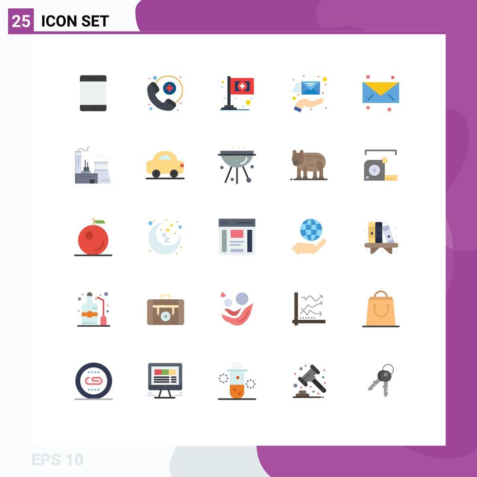 User Interface Pack of 25 Basic Flat Colors of email message assistance support envelope Editable Vector Design Elements