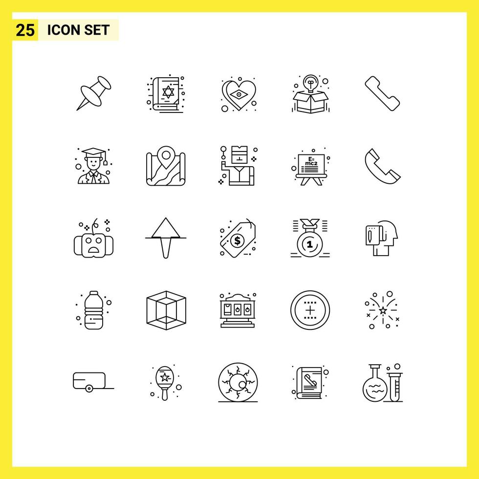 Group of 25 Modern Lines Set for call offer flag package creative Editable Vector Design Elements