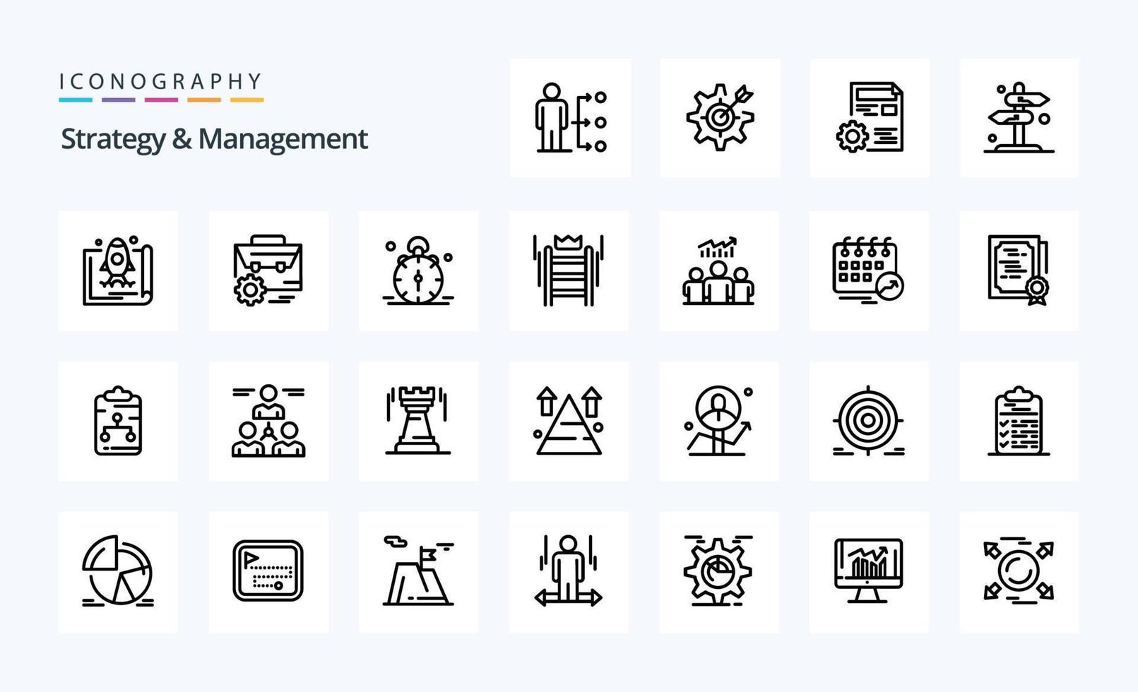 25 Strategy And Management Line icon pack vector