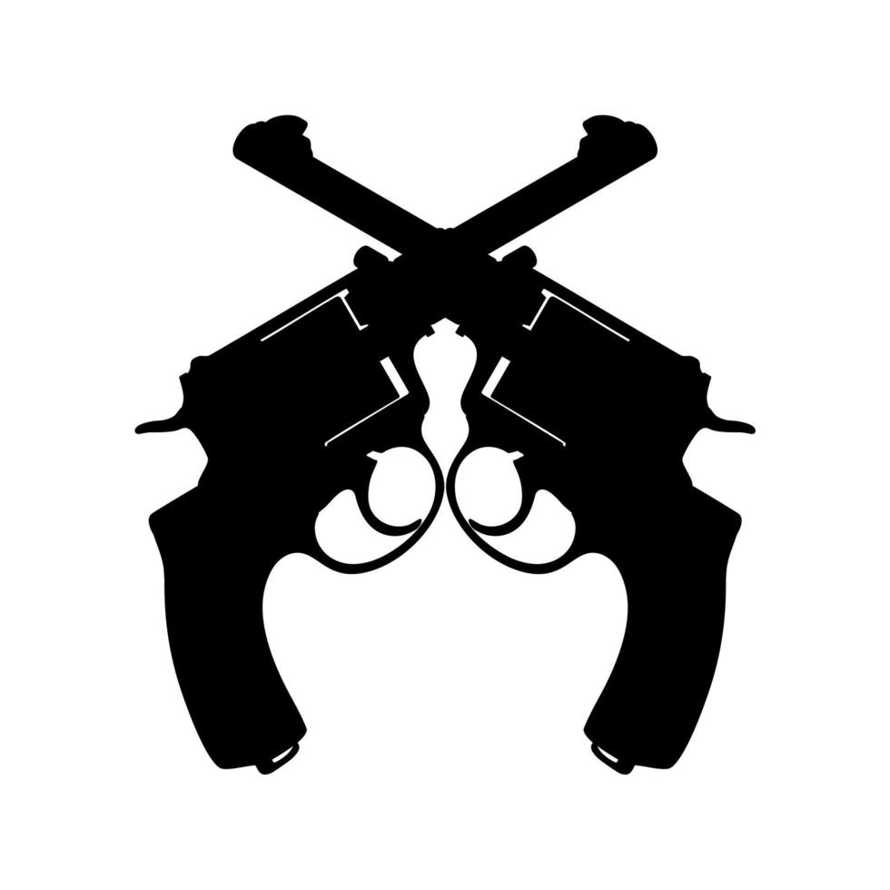 Silhouette Pistol Gun Pistol for Art Illustration, Logo, Pictogram, Website or Graphic Design Element. Vector Illustration