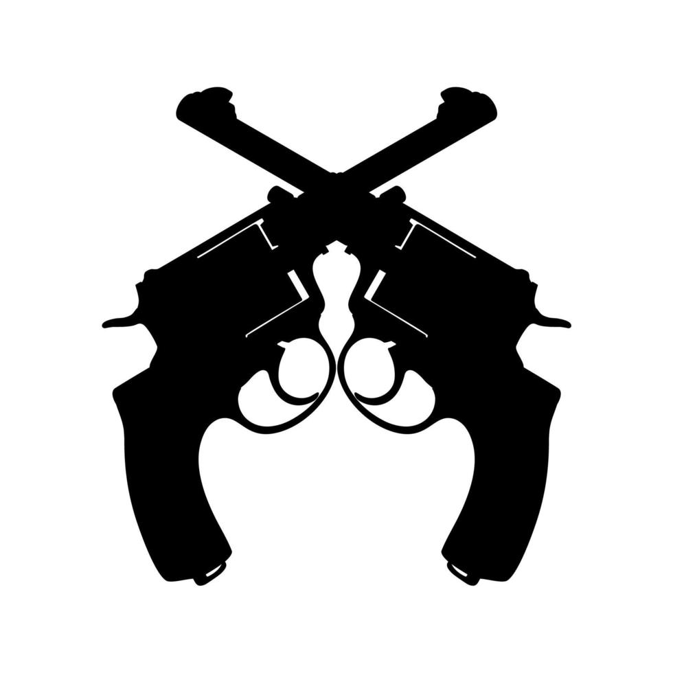 Silhouette Pistol Gun Pistol for Art Illustration, Logo, Pictogram, Website or Graphic Design Element. Vector Illustration