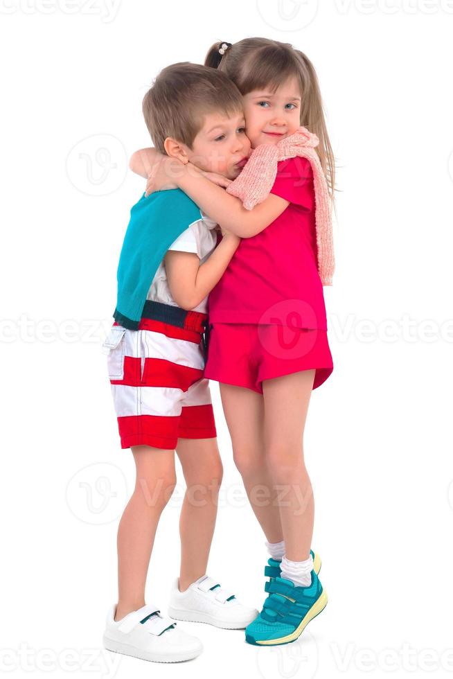 Little kids on a white background photo