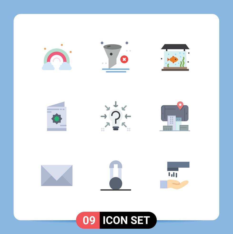 Flat Color Pack of 9 Universal Symbols of roza ramadan trash invitation tank Editable Vector Design Elements