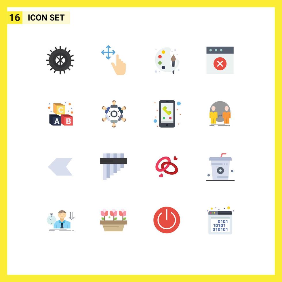 símbolos de iconos universales grupo de 16 colores planos modernos de cooperación aprendizaje pintura educación mac paquete editable de elementos de diseño de vectores creativos
