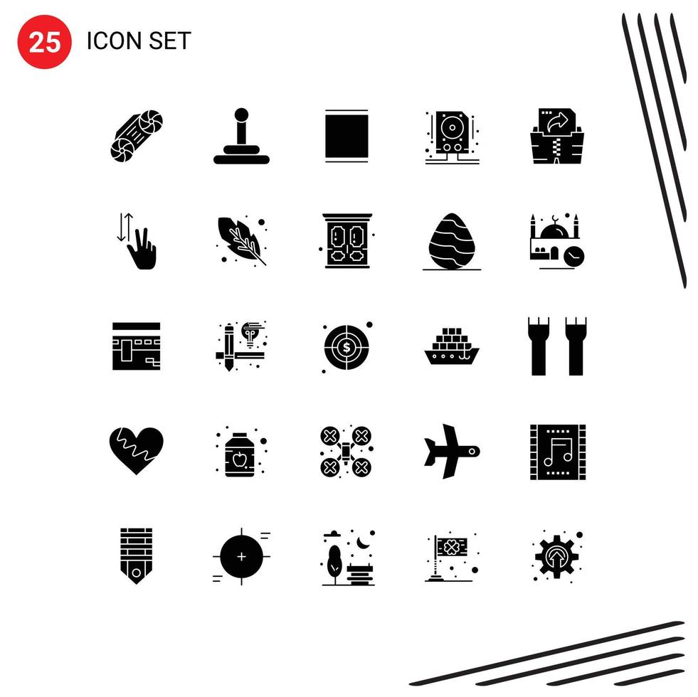 25 Creative Icons Modern Signs and Symbols of gestures folder timeline file storage Editable Vector Design Elements