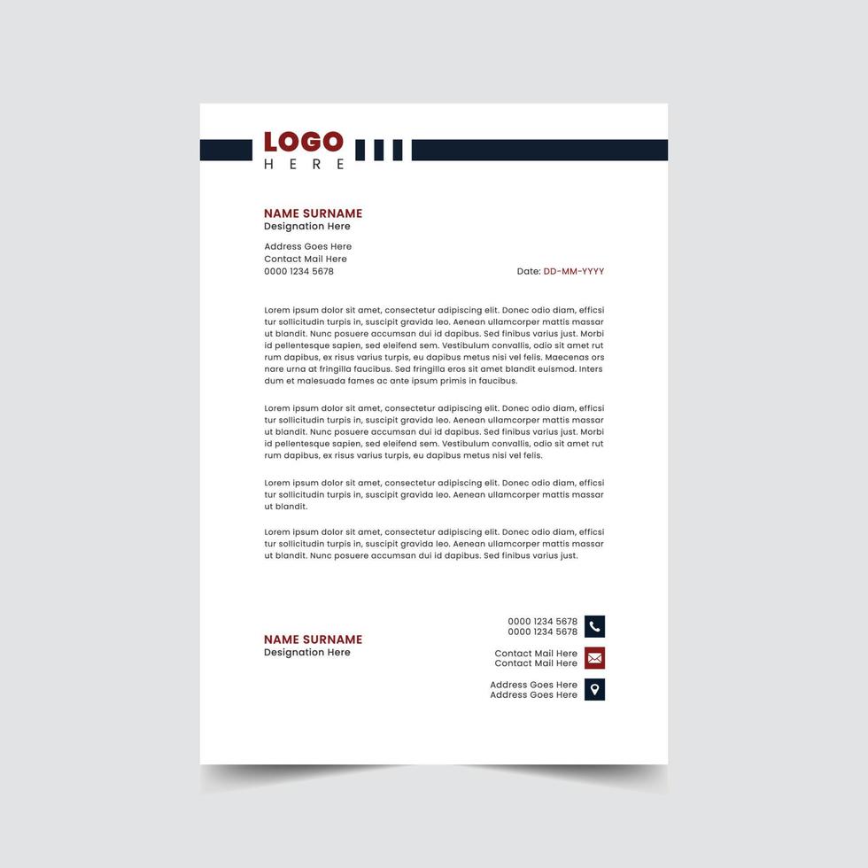 Professional letterhead template design vector illustration