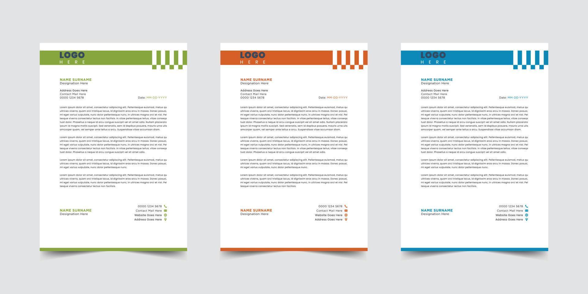 Professional letterhead template design vector illustration