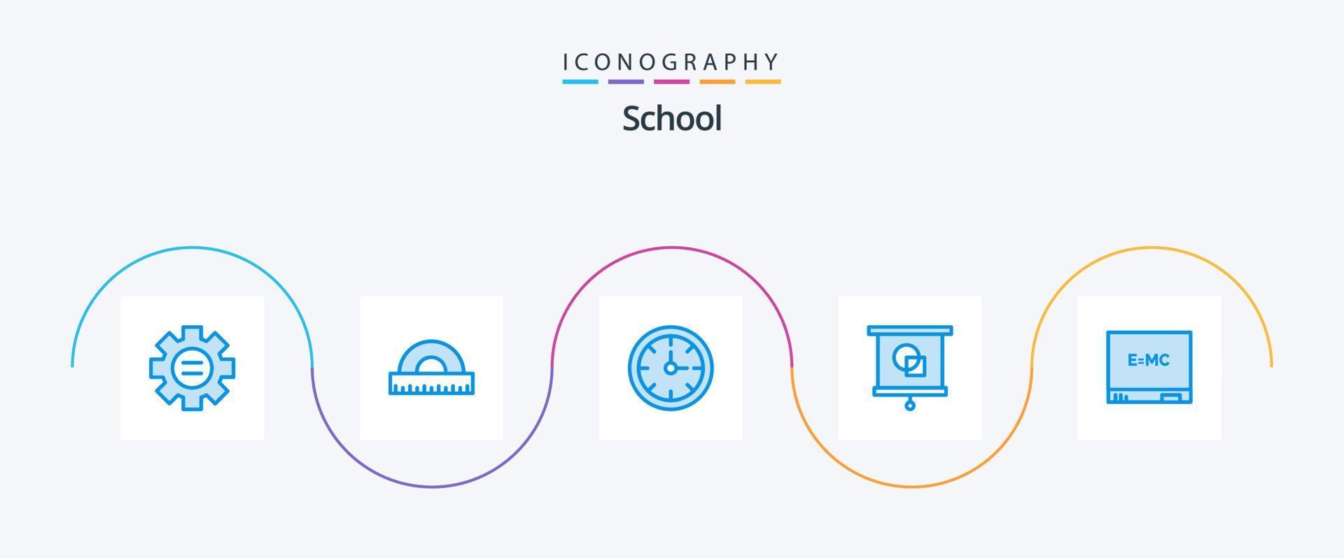paquete de iconos azul escolar 5 que incluye educación. escuela. alarma. proyector. dispositivo vector
