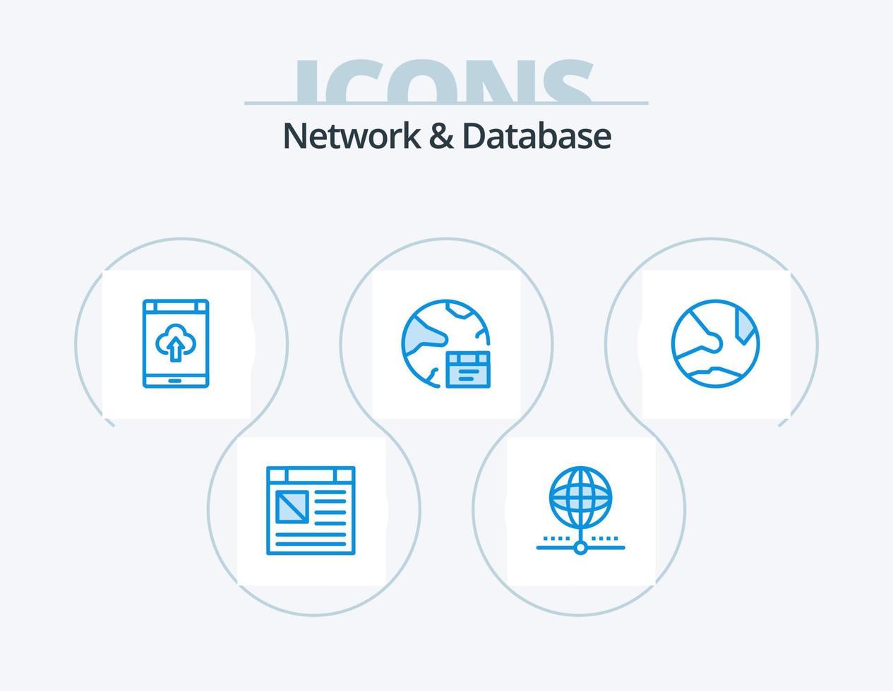 Network And Database Blue Icon Pack 5 Icon Design. develop. app. global. upload. smartphone vector