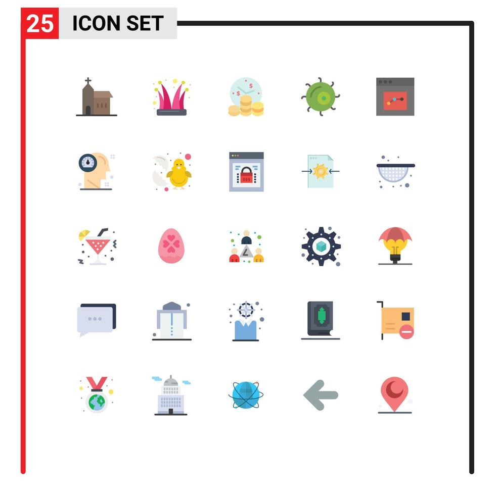 Modern Set of 25 Flat Colors and symbols such as analytics microscope joker cell money Editable Vector Design Elements