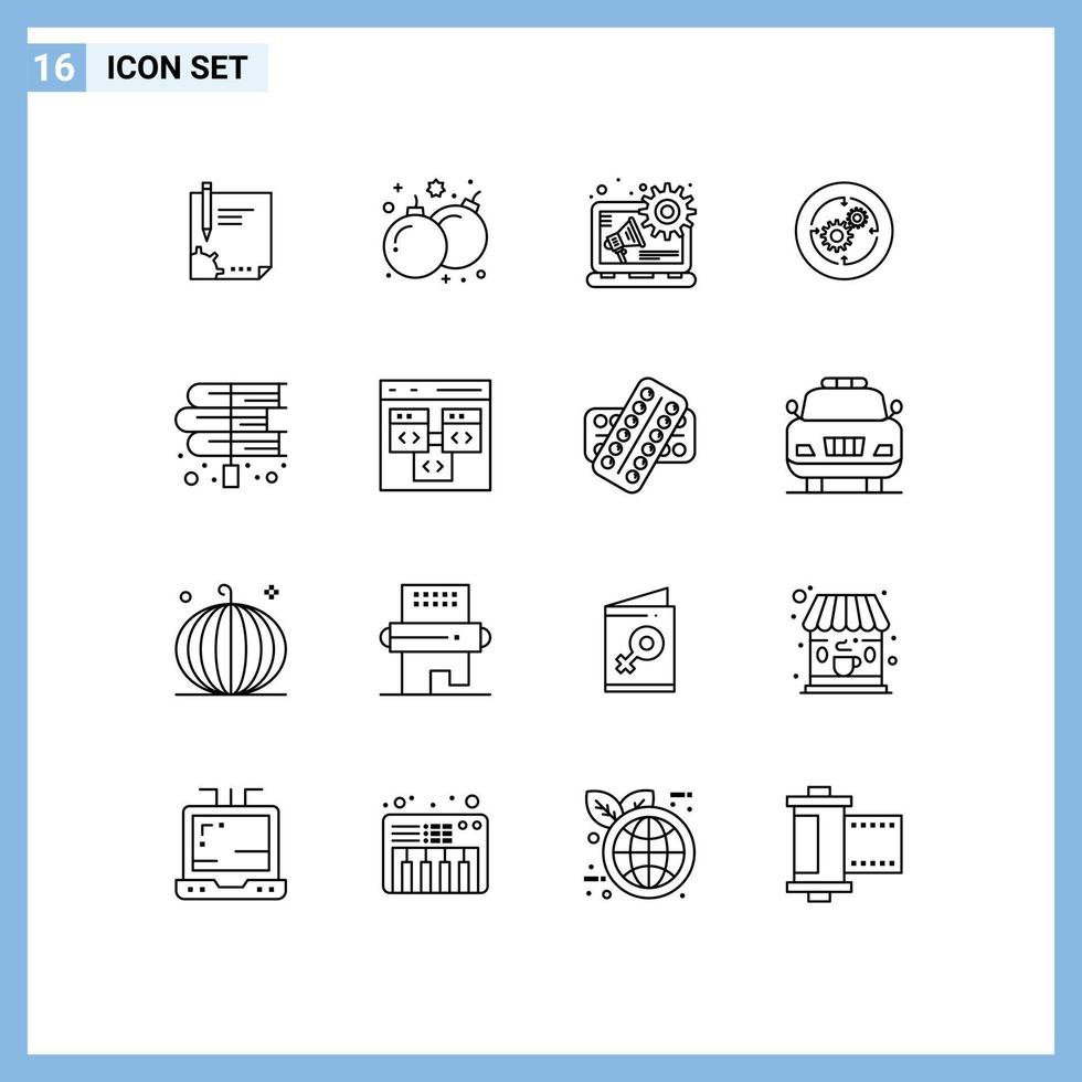 16 Thematic Vector Outlines and Editable Symbols of finance business fun solution digital advertising Editable Vector Design Elements