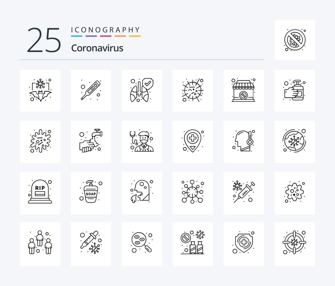 paquete de iconos de 25 líneas de coronavirus que incluye virus. mers. metro. influenza. limpio vector