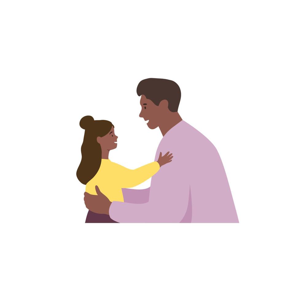 Dad and daughter. Fathers day. Fatherhood. Vector