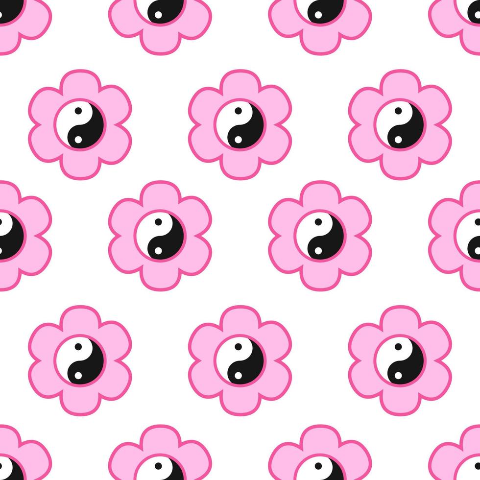 yin yang rosa de patrones sin fisuras. estilo y2k. vector