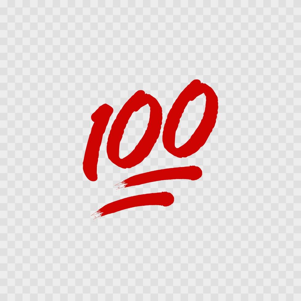 100 percent emoji. One hundred percent sign. Vector